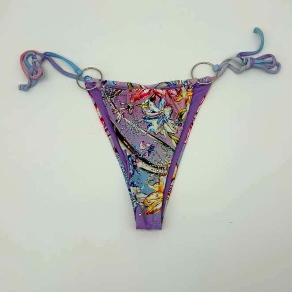 Água Bendita Luxury Bikini Bottoms - Tropical Floral Print - Size Large - NWT